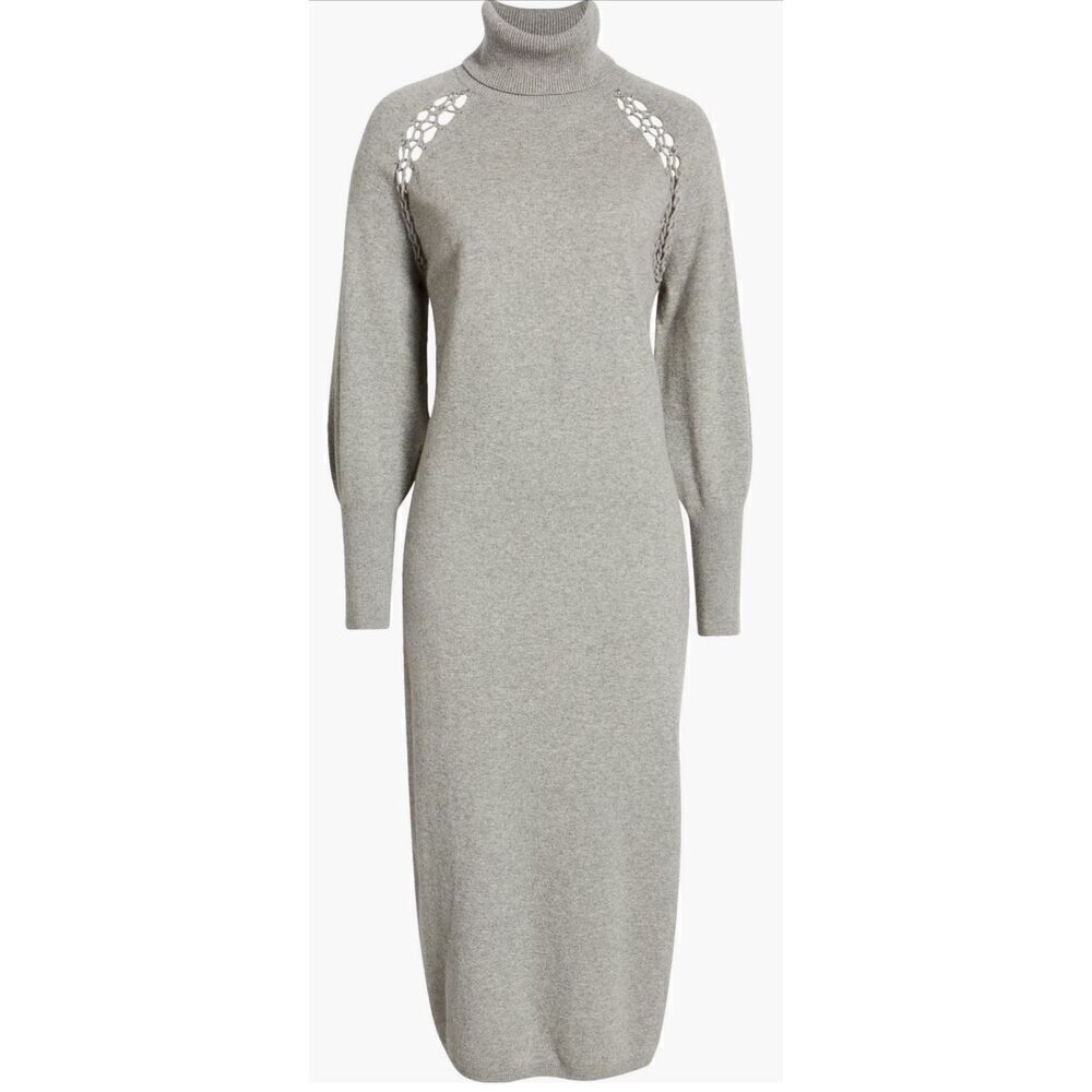 Ted Baker London Malorri Stitch Insert Long Sleeve Midi Sweater Dress NWT Size 2